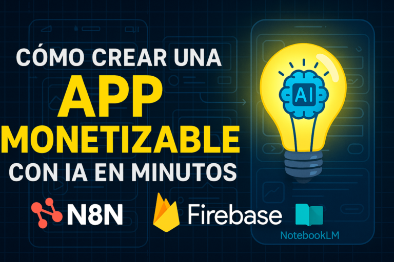 Cómo Crear una App Monetizable con Inteligencia Artificial en Minutos (Guía Completa con N8N, Firebase y NotebookLM)