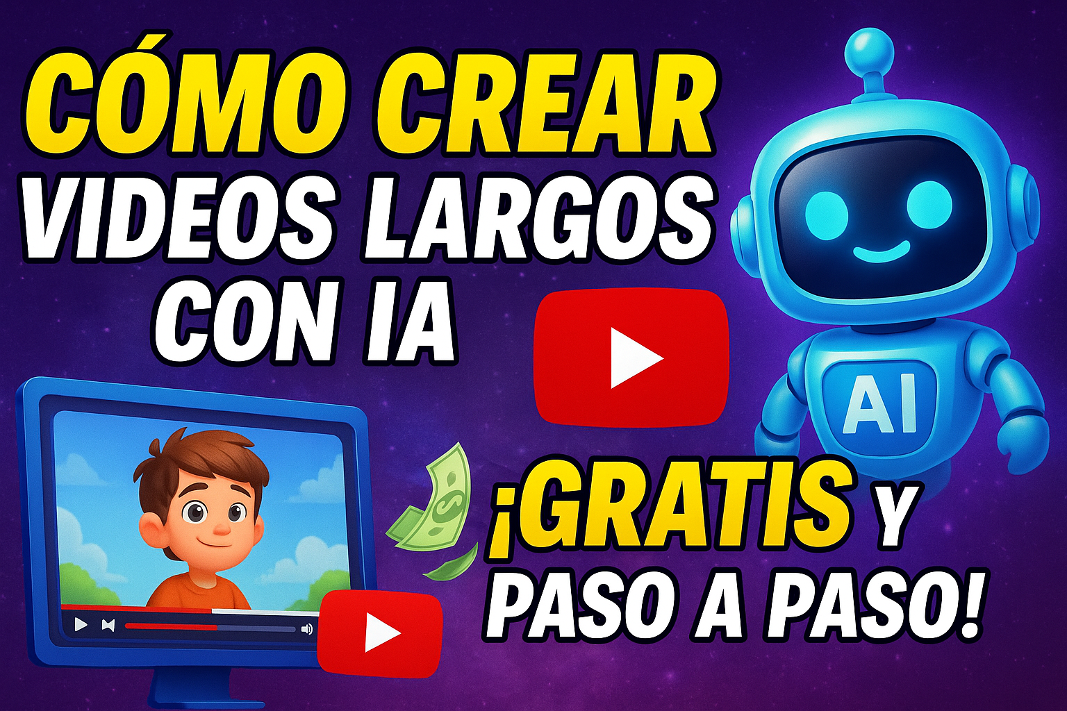 Read more about the article Cómo Crear Videos Largos con IA y Monetizarlos en YouTube (Gratis y Paso a Paso)